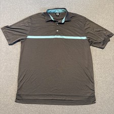 Men  s Footjoy Dark Gray Blue Stripe Golf Polo Sz XL Very Good Cond.