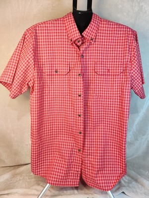 CE Schmidt Work Wear Button Up Plaid Shirt Size Large Men's Western Short Sleeve