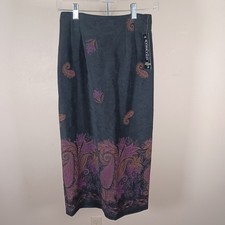 Briggs Y2K Whimsigoth Dark Femme Paisley Alt Witch Artsy Midi Slit Skirt 4P New