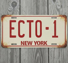 ECTO-1 New York 6 x 12 Red Novelty Aluminum License Plate Made In USA New!