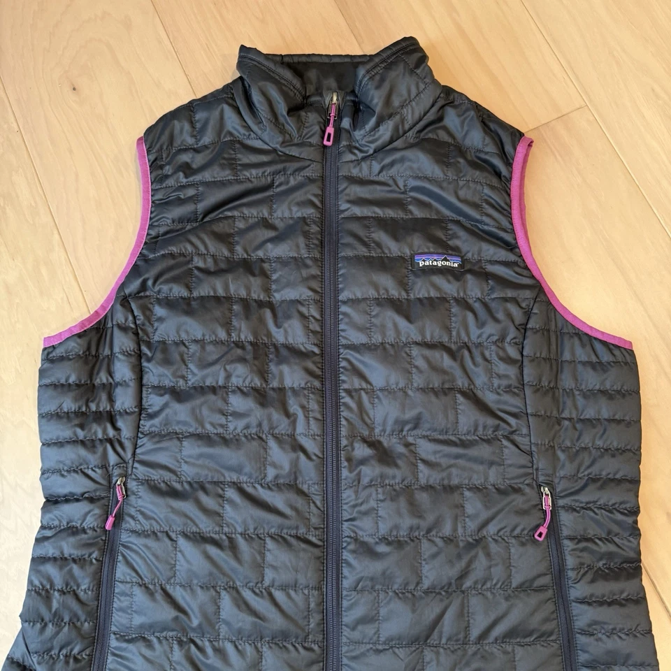 Patagonia Nano Puff Vest Women's XL Navy Gray Full Zip Puffer Outerwear - Image 3 of 4