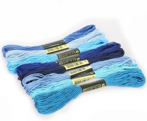 8Pcs 7.5m Blue Cotton Stitch Embroidery Thread Floss DIY Friendship ...