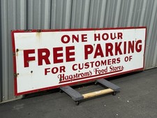 Vintage Porcelain Parking Lot Sign HAGSTROM'S FOOD STORES Oakland CA SF Bay Area