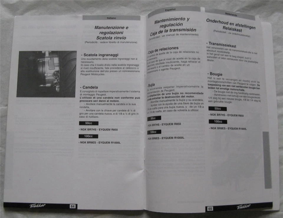 PEUGEOT Trekker Motorcycle Owners Handbook 2000 #11.739722.00 Multi-lingual - Image 4 of 4