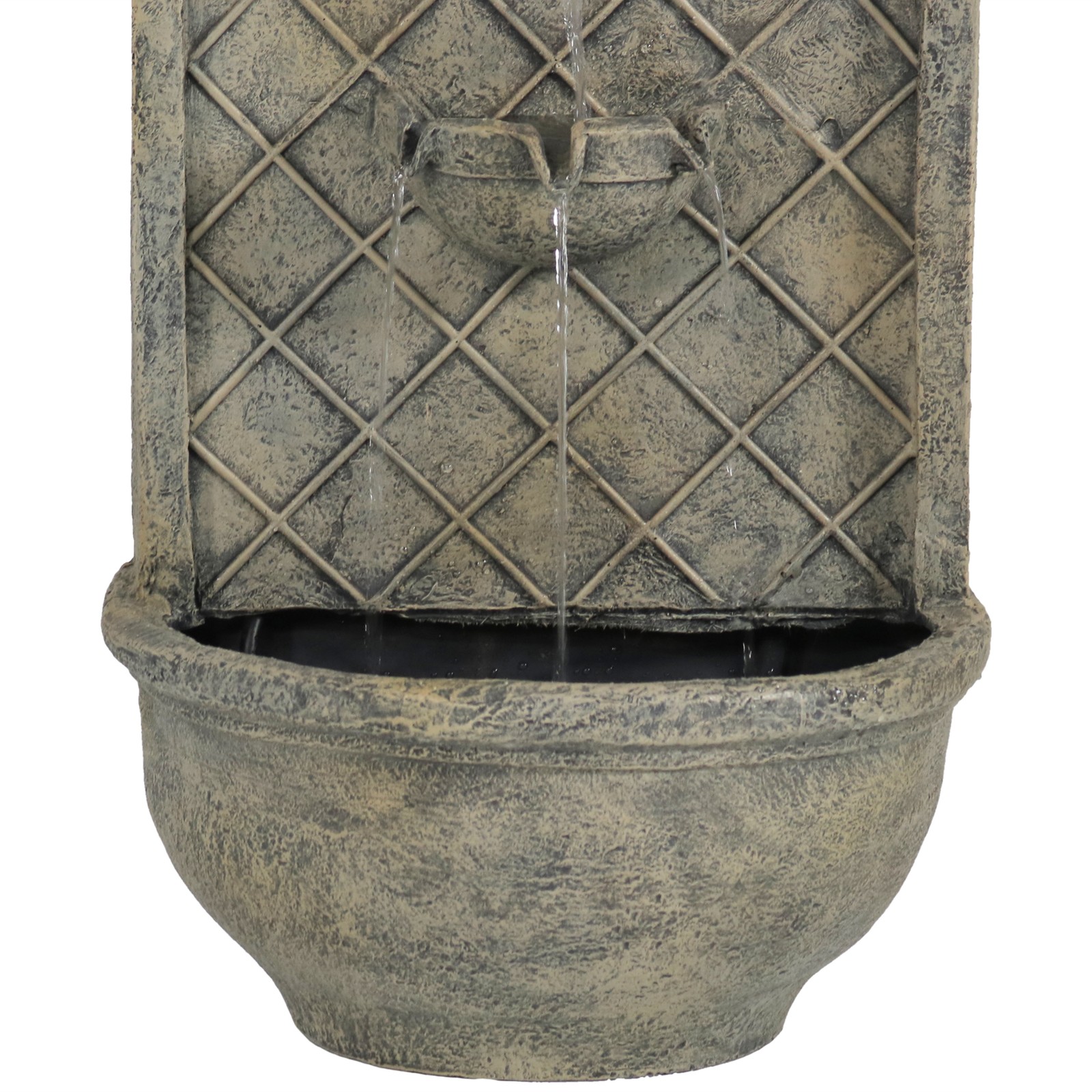Messina Outdoor Solar Wall Fountain with Battery - Limestone by Sunnydaze