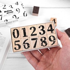 Dizdkizd 10-Piece Number Rubber Stamp Set, 1 inch Craft 1.0 x 0.8 inches, A