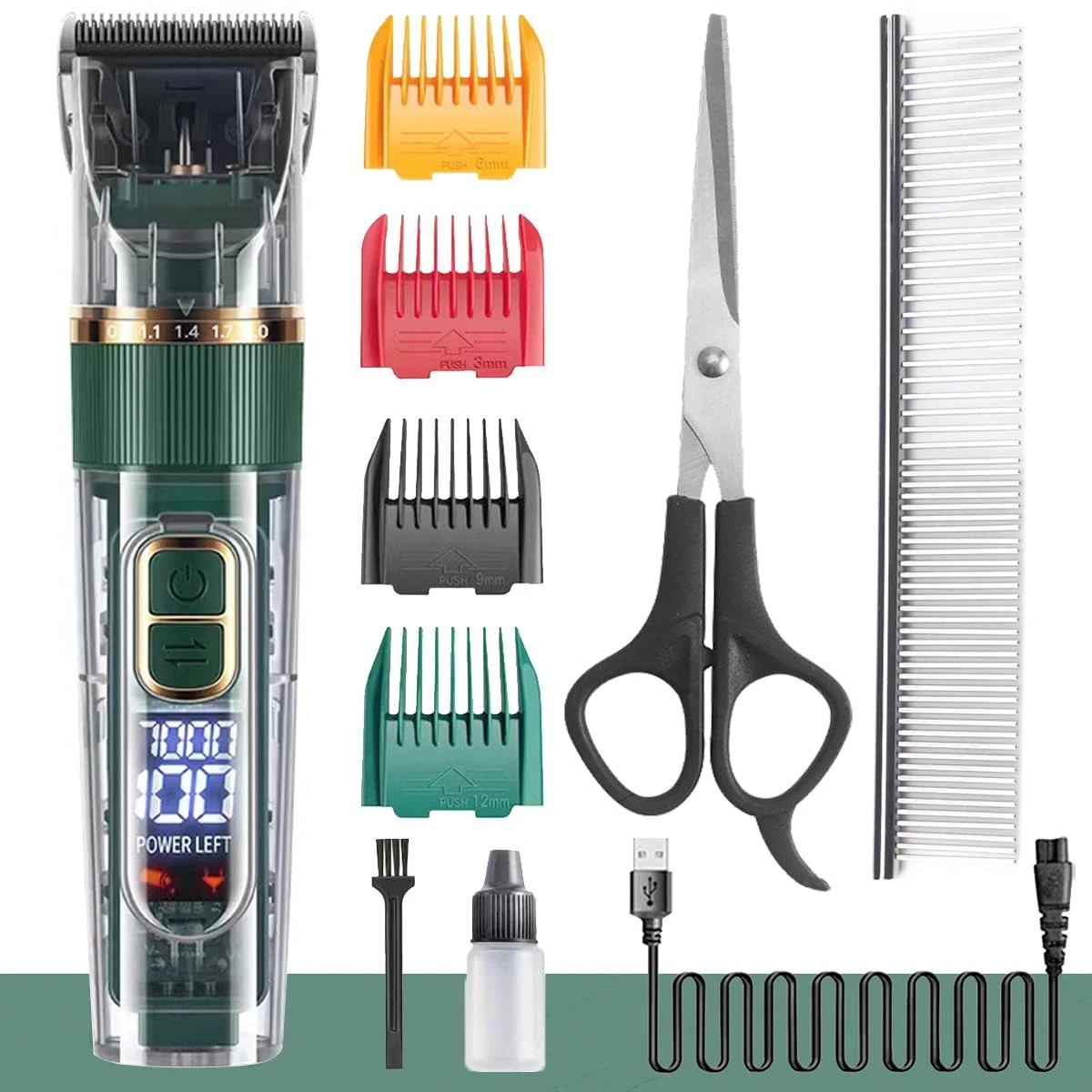 Dog Hair Clippers,Dog Grooming Clippers Kit with Led Display,Pet Clippers Gro...