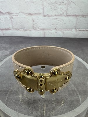 Louis Vuitton Beige Gold Save It Patent Leather Women's Bracelet