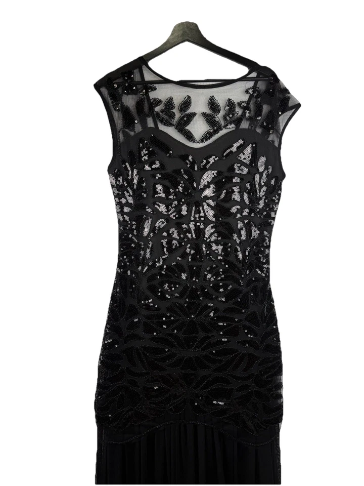 Vestido negro gótico de graduación Adam’s Family lentejuelas capricho hadas gótico grunge Foto 2 de 4