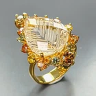 Jewellery 13 ct+ Natural Quartz Ring 925 Sterling Silver Size 8 /R474212