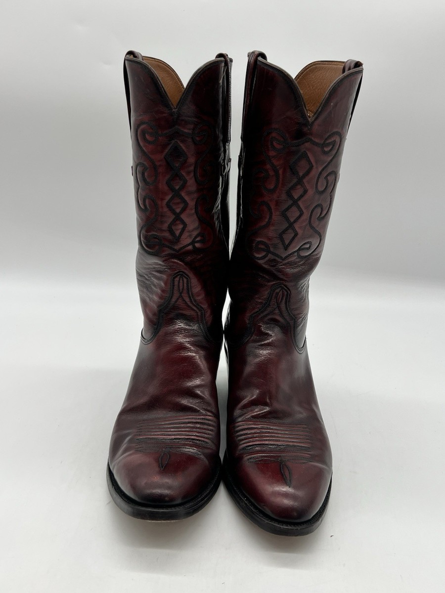 Lucchese 1883 Mens Size 9.5D Black Cherry Leather Western Cowboy