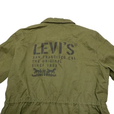 Levis Jacket Mens Large Green Field Utility Military Cotton Zip Front Pockets