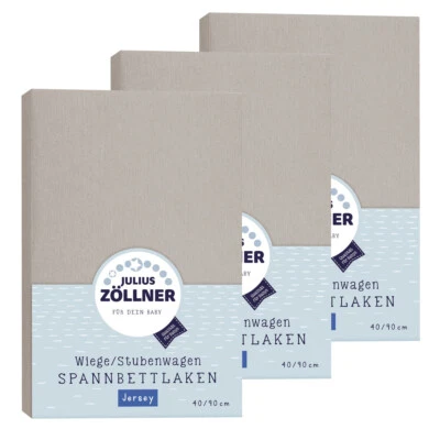 Julius Zöllner Spannbetttuch Jersey 90x40 Taupe 3er Pack TOP
