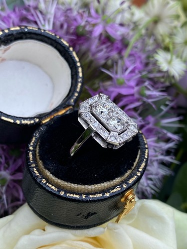 Art Deco Diamond Cluster Ring Platinum 0.85ct - Picture 4 of 8