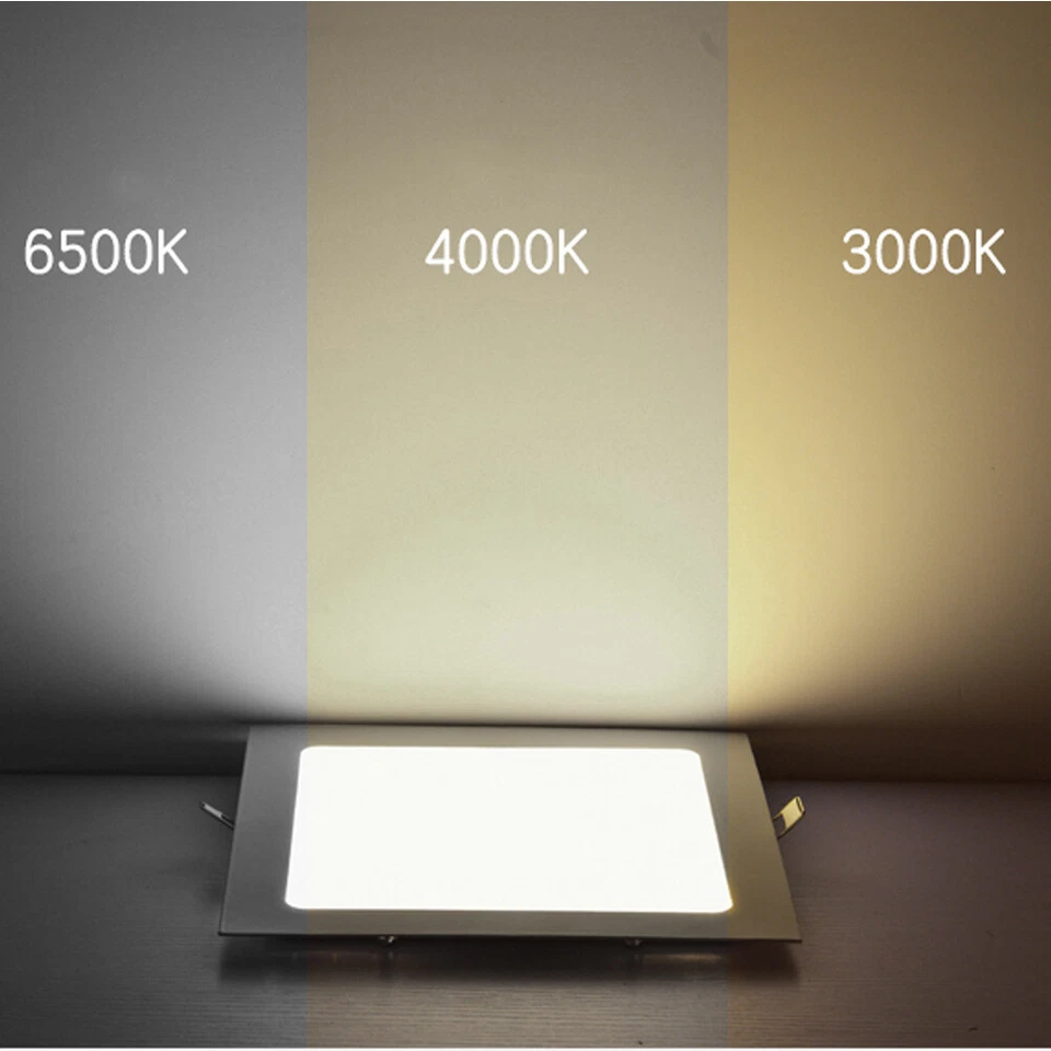 Panel LED empotrado luz de techo redonda cuadrada 3W 3 pulgadas, 9W 5 pulgadas, 12W 6 pulgadas, 18W 8 pulgadas 110V Foto 3 de 4