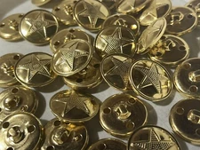 Gold Military Star Design Stamped/Embossed Metal Button 15mm 20mm 23mm 25mmShank