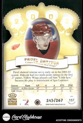 2001-02 Pacific Crown Royale RC #157 Pavel Datsyuk /267 - Picture 2 of 2