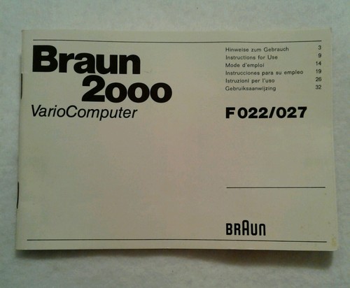 Braun 2000 VarioComputer F 022/027 Manual Photo Flash Eng. Fr. Germ. Esp. Ital. - Picture 2 of 12