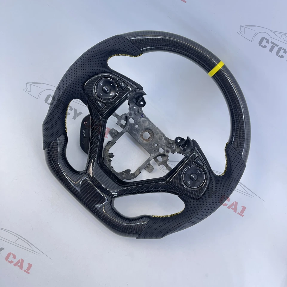 Volante de fibra de carbono personalizado para Honda CR-V 2012-2017 cuero perforado Foto 4 de 4