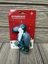 Happy Home By Rite Aid Christmas Ornament Blue Shiny Glitter Toucan Bird