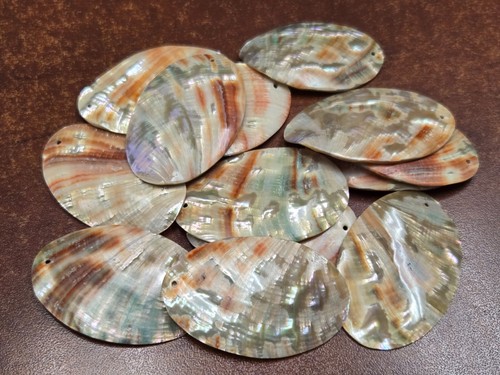 12 PCS OVAL RED ABALONE SHELL BLANK CHARM PENDANTS 2"