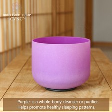CVNC 432Hz 8"B Crown Chakra Color Quartz Crystal Singing Bowl Sound Heal Reiki