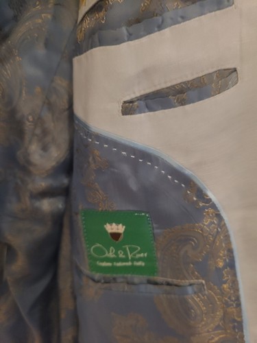Oak River Custom Made Linen, Light Blue Blazer, Men's Size Small To Medium - Picture 14 of 16