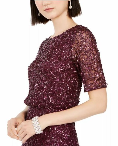Adrianna Papell Vestido con cuentas Cassis Tamaño:4 MSRP $289 - Imagen 4 de 4