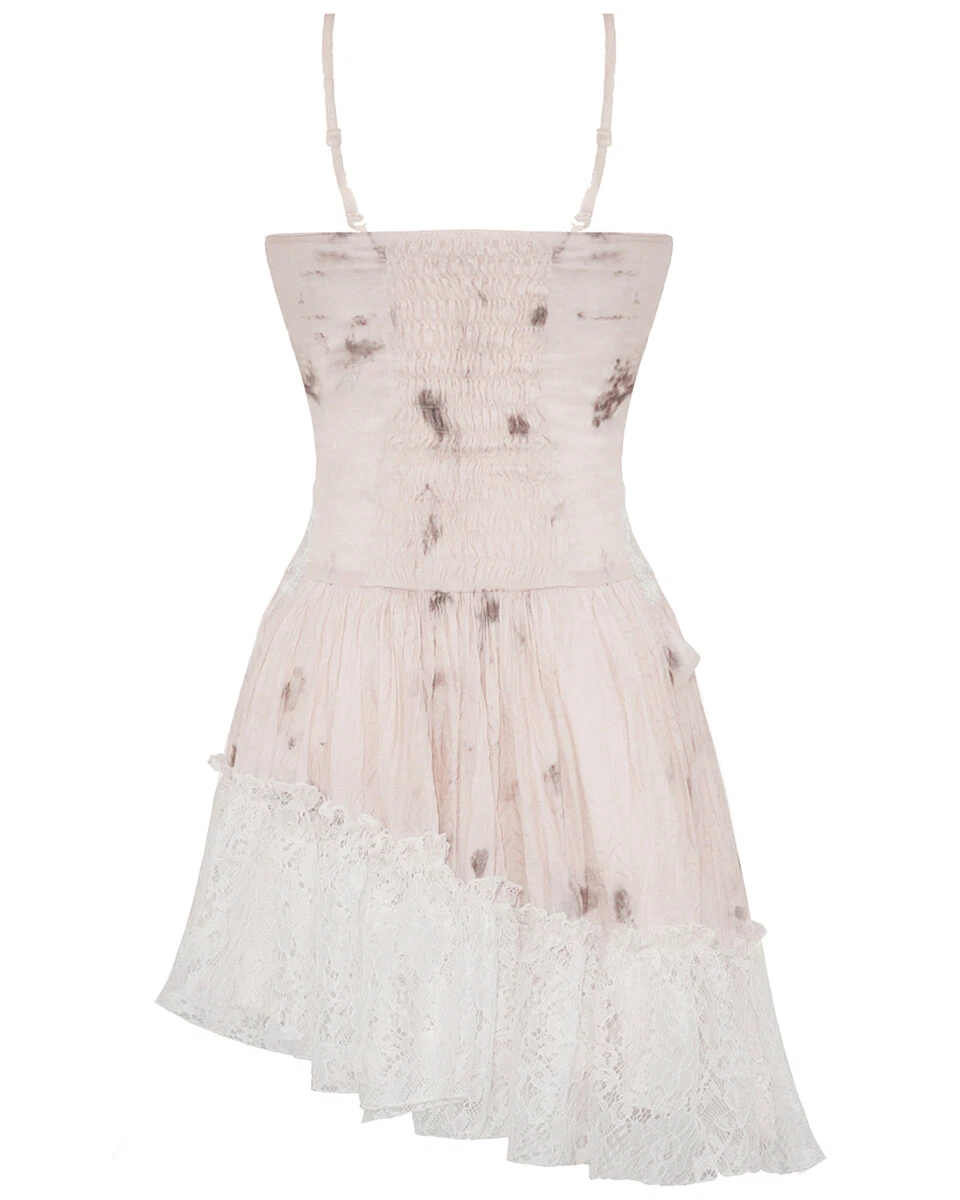 Dark In Love Mini Abito Steampunk Asimmetrico Donna Vintage Off White