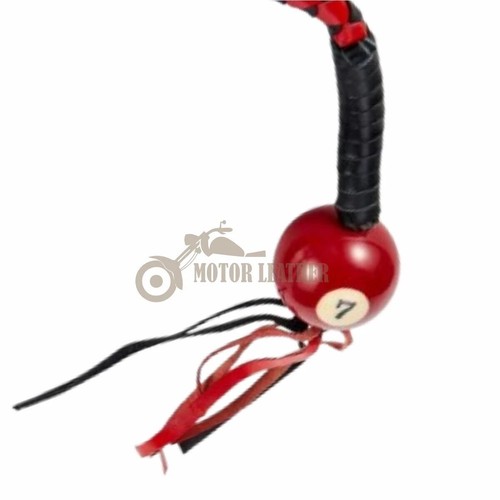 42" Faux Leather Motorcycle Get Back Whip for Handlebar–Black and Red Biker Whip - Foto 3 di 5