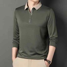 New Men's Long-sleeved Polo Shirt Sweatwear Business Casual Top Fashion Shirts