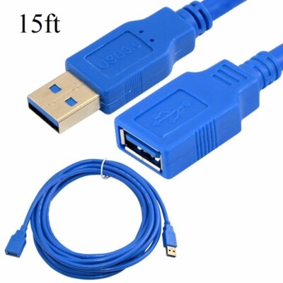 15Ft 15 Feet USB 3.0 SuperSpeed Male A to Female A Extension Cable Cord BLUE US