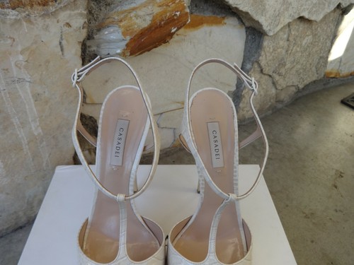 Casadei Skyhigh Blade Cage Strappy Platform Sandals Beige Patent EU size 10 - Picture 11 of 12