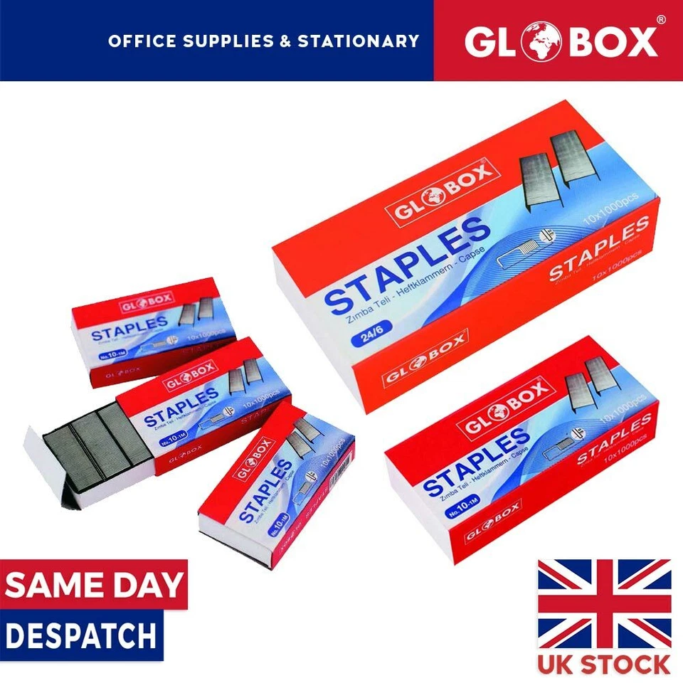 Staples No:10 or 24/6 - Pack of 1000 or 10000 - Globox High Quality