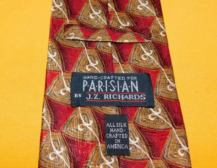 J. Corbata con patrón medallón Z. RICHARDS HECHA EN EE. UU. ROJA/MARRÓN/BLANCA - CORBATAS PARA EL CUELLO Foto 3 de 3