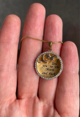 RL 925 STERLING SILVER VERMEIL & CZ ''I LOVE YOU TO THE MOON