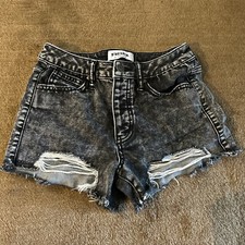 RSQ Shorts Size 24 Womens Vintage High Rise Cut Off Button Fly Black Denim