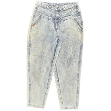 PS Gitano VTG Blue Mom Jeans Taper Women's Size 16 Short 100% Cotton Zip Stained