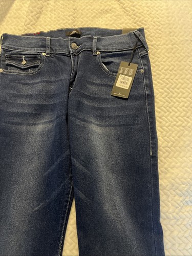 TRUE RELIGION MENS RICKY Flap STRAIGHT BLUE JEANS Medium Flake 32/34 NWT - Picture 2 of 17