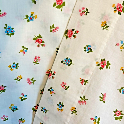 #ad Vintage Sears Twin Flat Sheet Country Floral Cottage Muslin PERMA PREST 72 x 104 $11.97