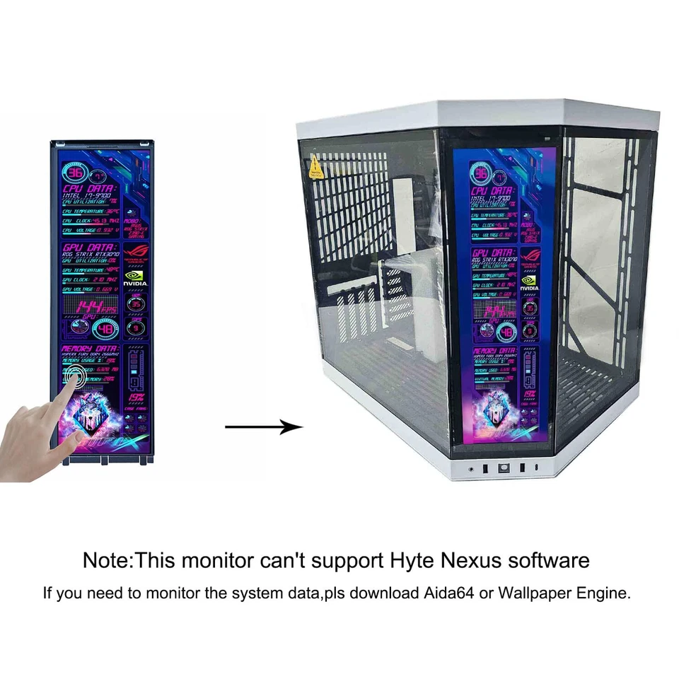 14,5 Zoll Touch Schwarz LCD Monitor für PC Gehäuse DIY Y70 Aida64 CPU GPU Monitor - Bild 2 von 4