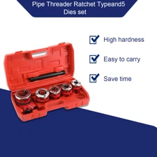 Pipe Threader Ratchet Typeand5 Dies Set Pipe Cutter Threading Tool 1/2" Up to 2"