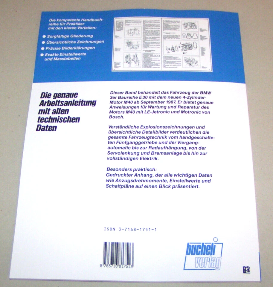 Manuale di Riparazione BMW 318i - Tipo E30 Con 4 Zylinder Motor M40 - Da Anno - Immagine 2 di 2