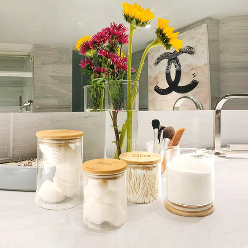 Glass Storage Container Bamboo Lids, Glass Airtight Canisters Sets, Jars, Pantr - Picture 6 of 12