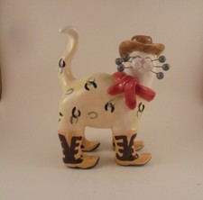 Amy Lacombe Whimsiclay Tex Cat in Cowboy Hat  Boots Figurine 2002