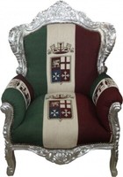 "Casa Padrino Barock Sessel \"King\" Italien / Silber - MöBel Antik Stil"
