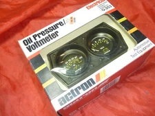 ACTRON III ELECTRICAL ILLUMINATED DOUBLE GAUGE SET~OIL PRESS. & VOLTS~G-203~NOS
