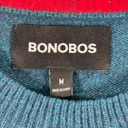 Bonobos Pug Dog Knit Sweater Mens Medium Blue Merino Wool Pullover Grandpa - Picture 8 of 14