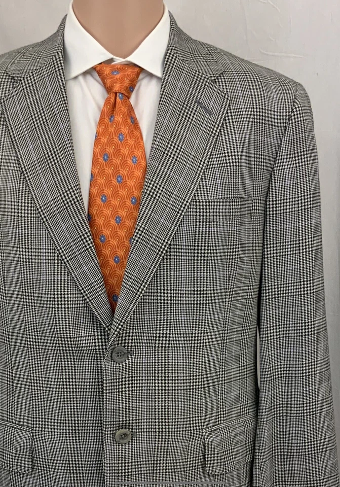 Blazer Tom James a medida 38R gris Glen a cuadros rosa 2B 1V nuevo sin etiquetas YGI RE2760 Foto 3 de 4