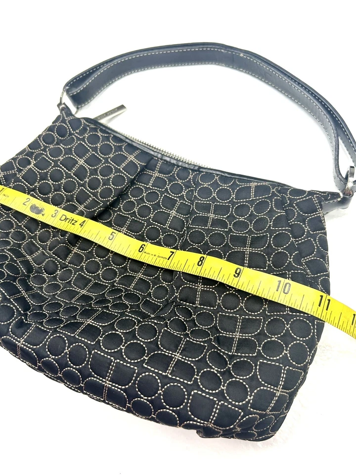 Bolso de mano pequeño de colección Kate Spade de tela cosida con ribete de cuero negro Foto 3 de 4